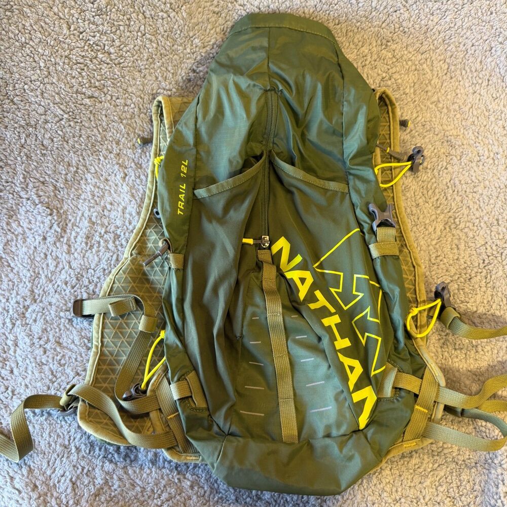 NATHAN TRAIL 12L Hydration Pack Green Outdoor Hiking Trails NO BLADDER